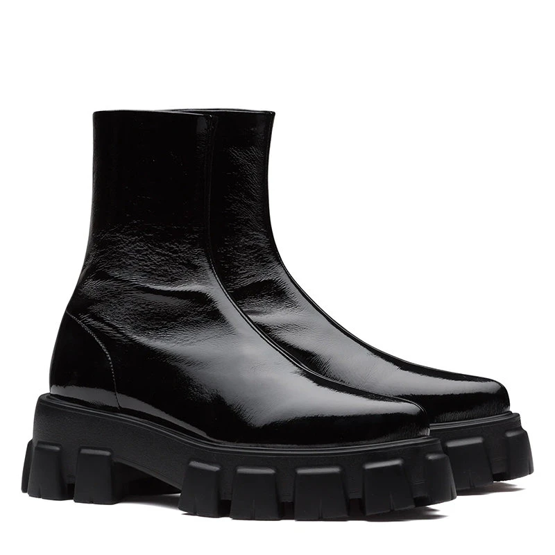 商品Prada|【预售3-7天】PRADA/普拉达 21年秋冬 Monolith系列 女士黑色漆皮尖头踝靴1U668M_3LBK_F0002_F_055,价格¥7279,第6张图片详细描述
