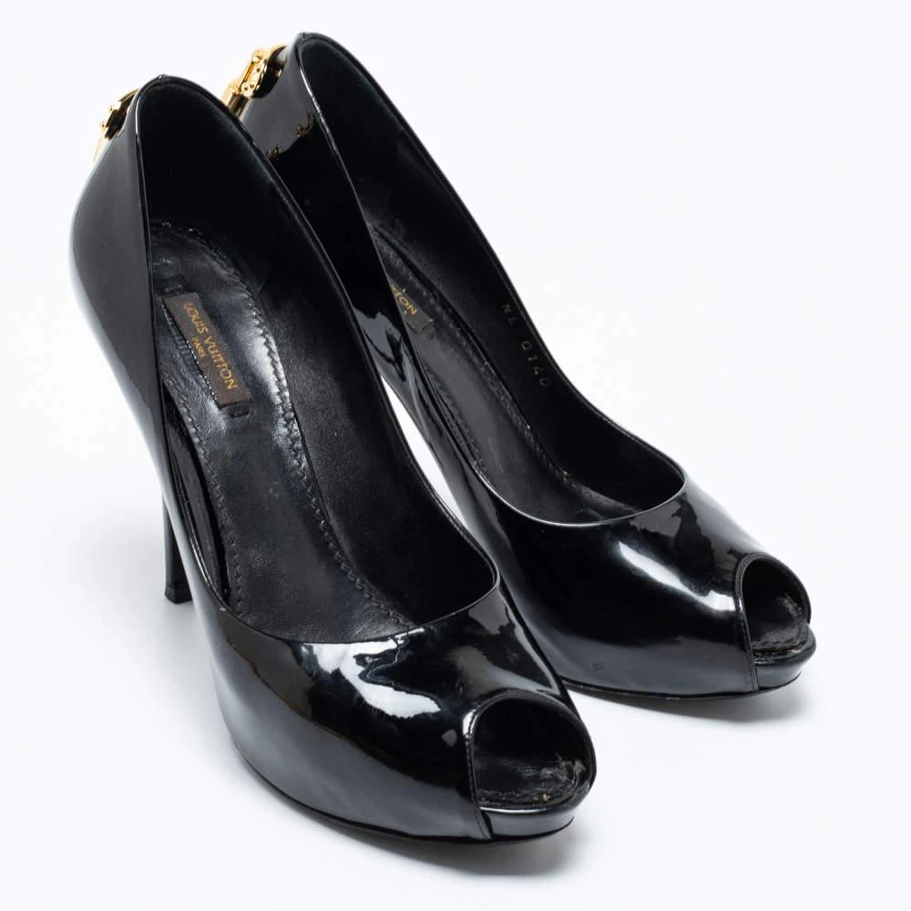 商品[二手商品] Louis Vuitton|Louis Vuitton Black Patent Leather Oh Really! Peep Toe Pumps Size 38,价格¥1115,第4张图片详细描述