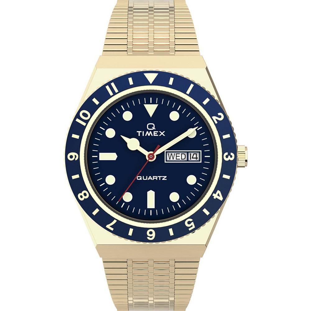 Men's Q Diver Inspired Gold-Tone Stainless Steel Bracelet Watch 38mm商品第1张图片规格展示