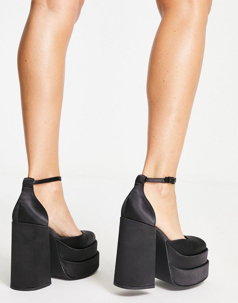 Steve Madden Charlize platform shoes in black satin商品第4张图片规格展示