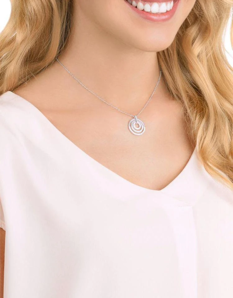 商品Swarovski|Circle Rhodium-Plated Pendant Necklace,价格¥507,第4张图片详细描述