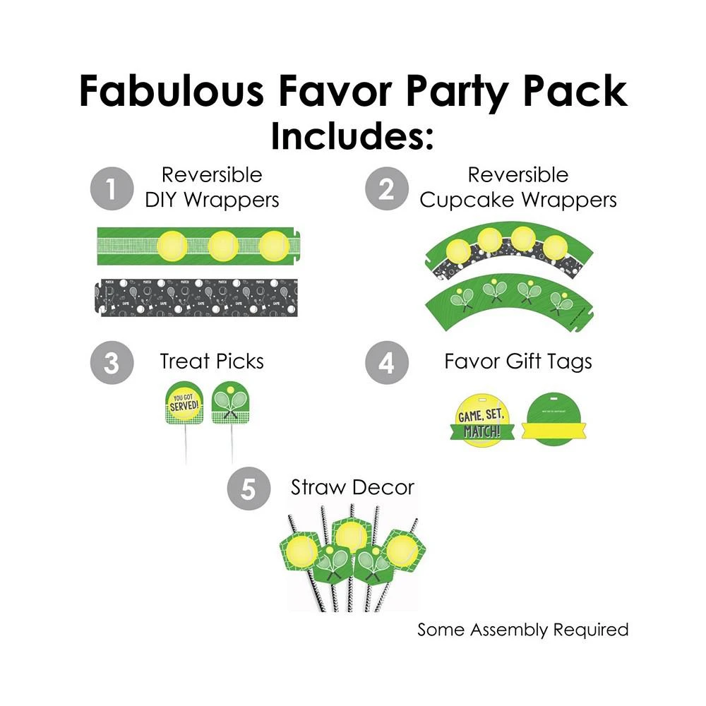 商品Big Dot of Happiness|You Got Served Tennis Shower & Birthday Cupcake Fabulous Favor Party Pack 100 Pc,价格¥224,第2张图片详细描述