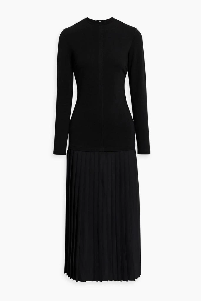 商品IRIS & INK|Ava jersey-paneled pleated twill midi dress,价格¥668,第1张图片