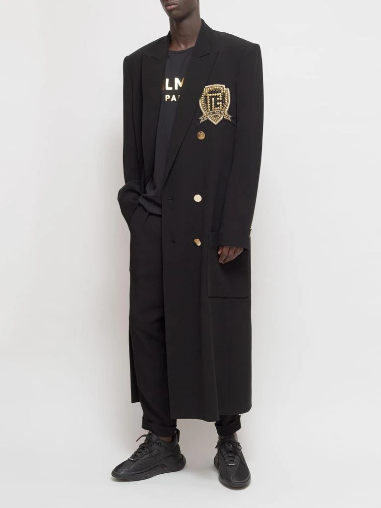 商品Balmain|Long Viscose Crepe Coat W/ Badge,价格¥17423,第1张图片详细描述