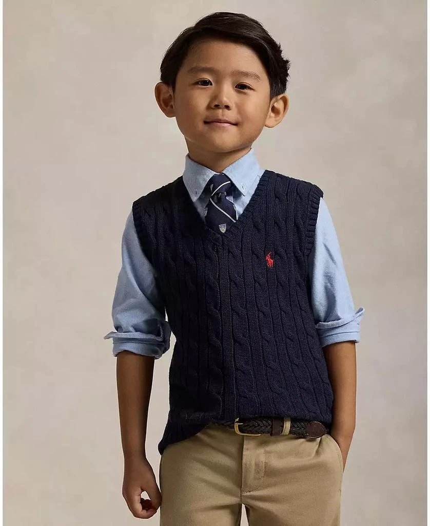 商品Ralph Lauren|Toddler and Little Boys Cable-Knit Sweater Vest,价格¥411,第1张图片