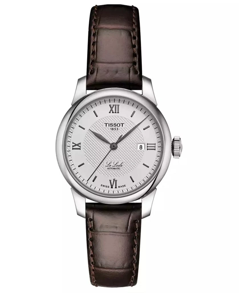 商品Tissot|Women's Swiss Automatic Le Locle Brown Leather Strap Watch 29mm,价格¥4678,第1张图片