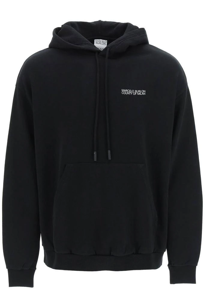 商品Marcelo Burlon|Marcelo Burlon County Of Milan Logo Printed Drawstring Hoodie,价格¥2080,第1张图片