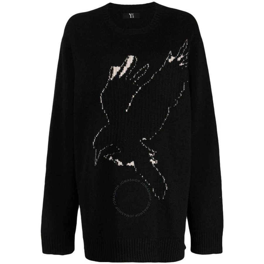 商品YOHJI YAMAMOTO|Ys Black Wool Crow Motif Long-Sleeved Pullover,价格¥1201,第1张图片