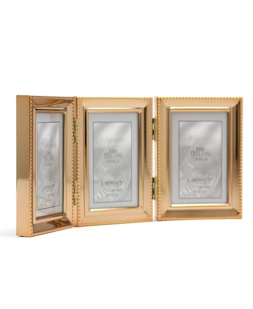 商品Lawrence Frames|Polished Metal Hinged Triple Picture Frame - Bead Border Design, 2.5" x 3.5",价格¥260,第2张图片详细描述