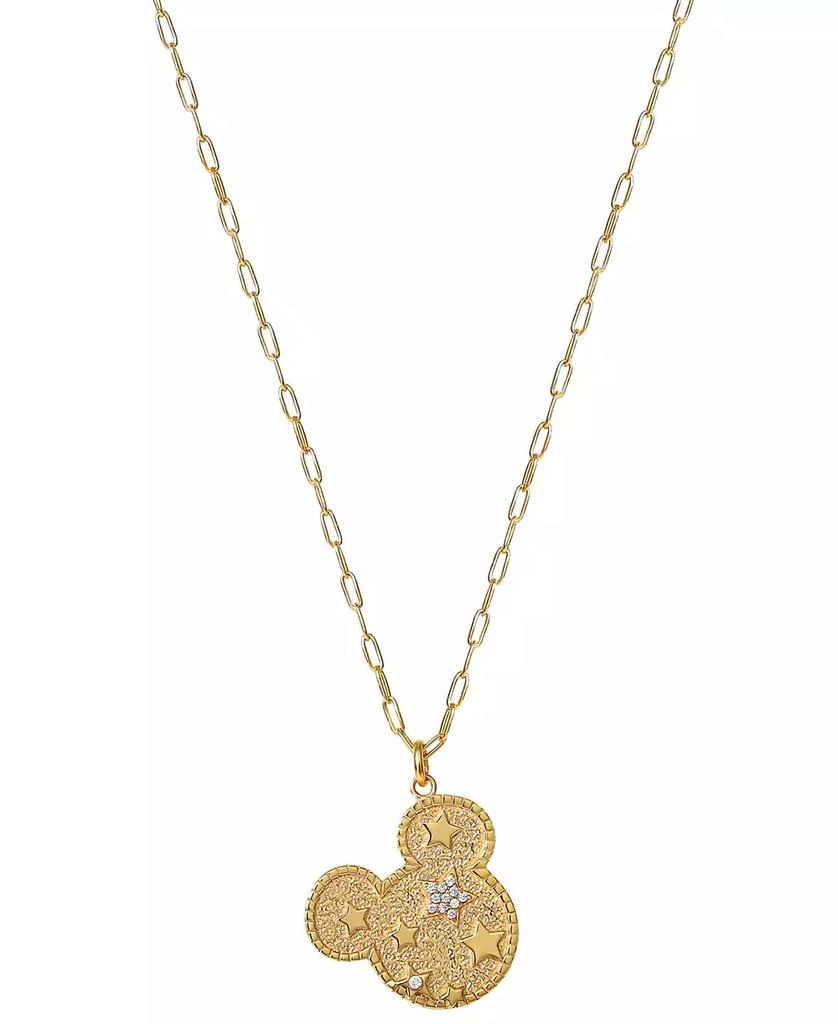 商品Disney|Cubic Zirconia Mickey Mouse Star 18" Pendant Necklace in 18k Gold-Plated Sterling Silver,价格¥1192,第3张图片详细描述