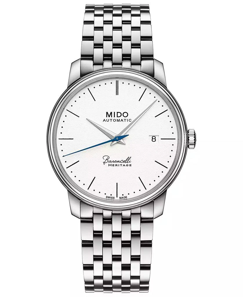 商品MIDO|Men's Swiss Automatic Baroncelli III Heritage Stainless Steel Bracelet Watch 39mm,价格¥8595,第1张图片