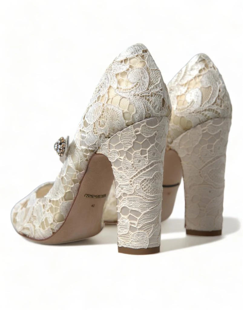 商品Dolce & Gabbana|Dolce & Gabbana Chic Lace Block Heels Sandals in Cream White,价格¥4818,第4张图片详细描述