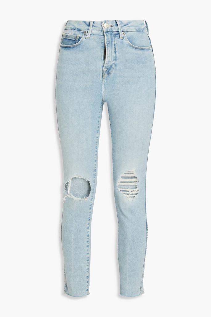 商品Good American|Good Curve cropped distressed high-rise skinny jeans,价格¥648,第1张图片