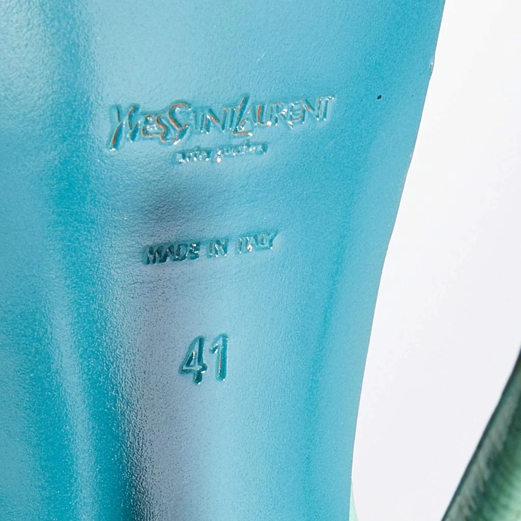 Yves Saint Laurent Mint Green Textured Patent Leather Tribute Platform Sandals Size 41 商品