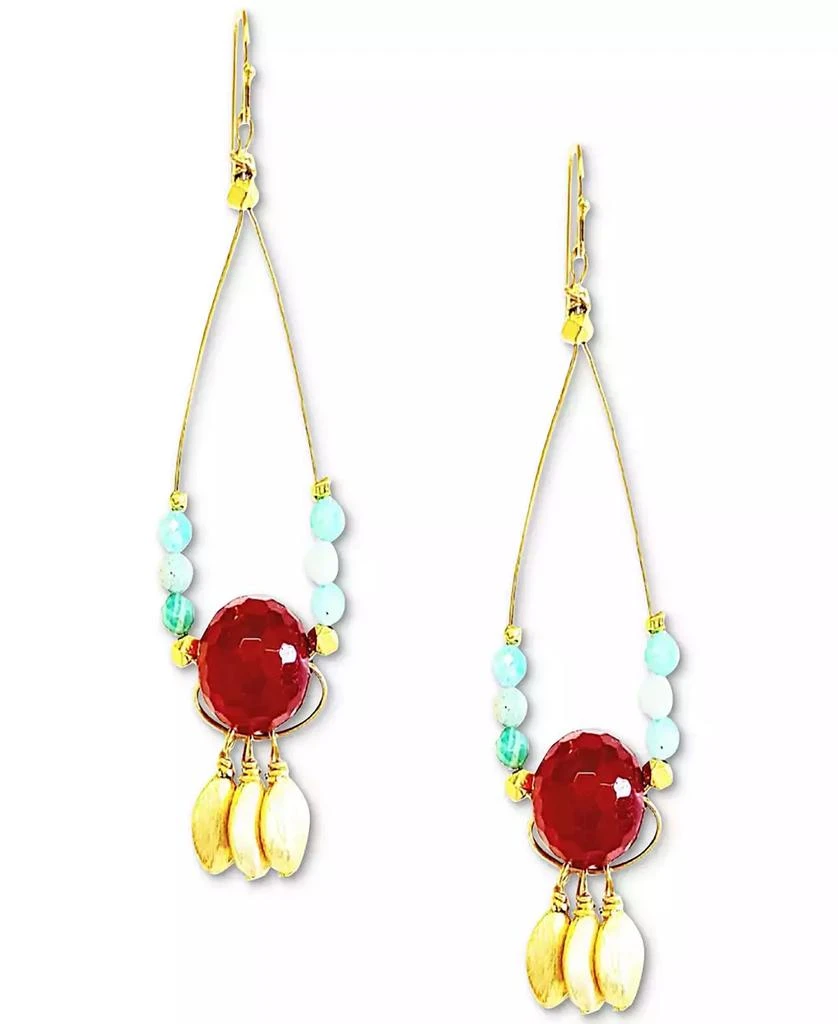 商品MINU Jewels|Gold-Tone Red Jade & Amazonite Beaded Chandelier Earrings,价格¥520,第1张图片