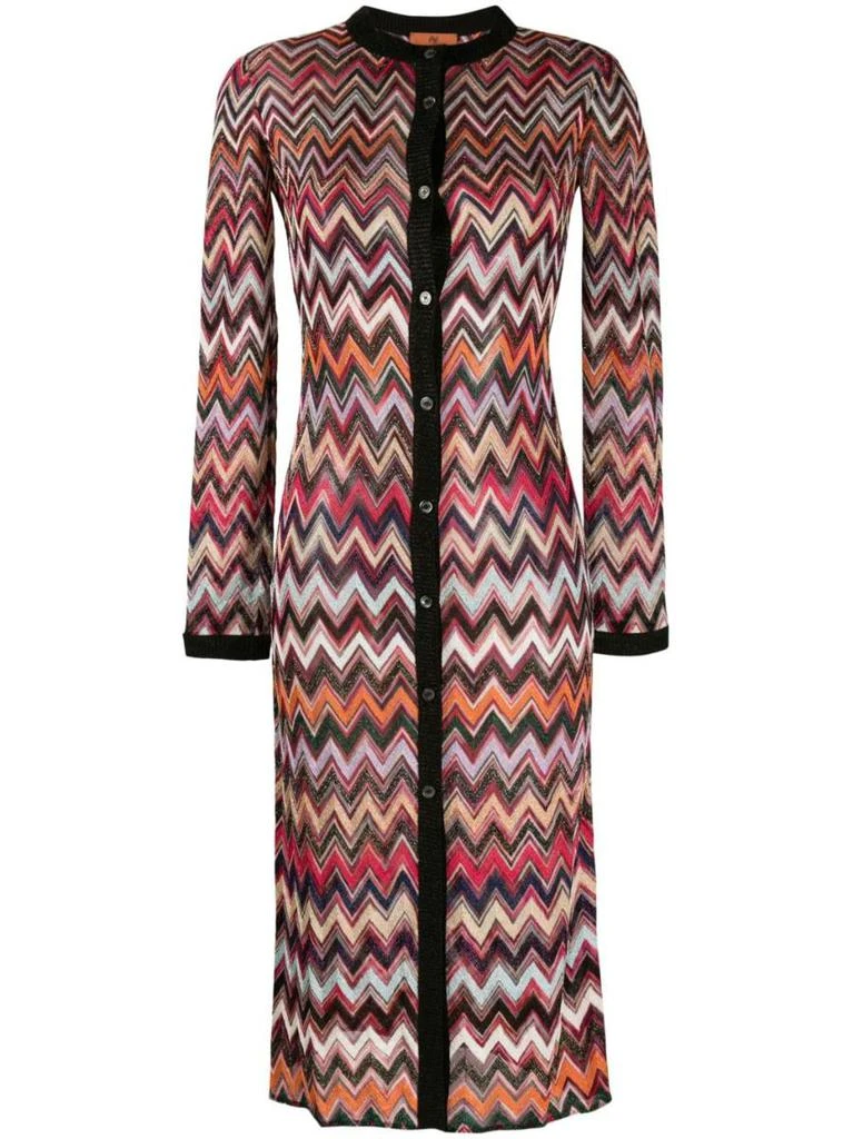 商品MISSONI SPORT|MISSONI SPORT Buttoned zig zag pattern long cardigan,价格¥5235,第1张图片