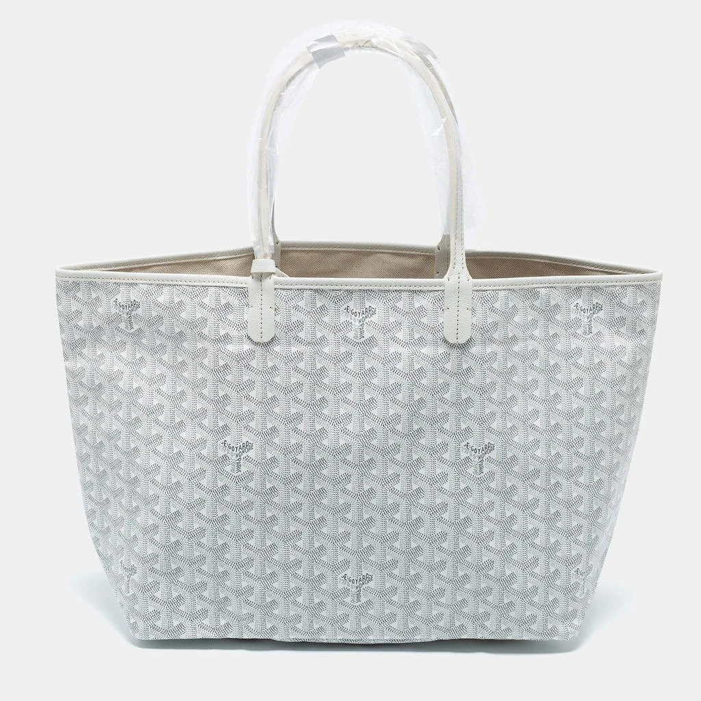 商品Goyard|Goyard White Goyardine Coated Canvas and Leather Saint Louis PM Tote,价格¥22979,第1张图片