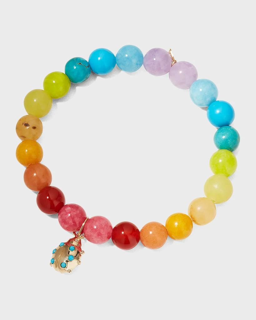 商品Sydney Evan|Rainbow Jade Bracelet with Small Ladybug Charm,价格¥7137,第1张图片