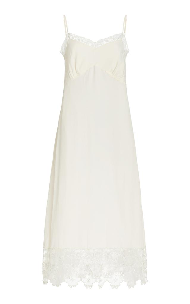 Simone Rocha - Women's Lace-Trimmed Crepe Midi Slip Dress - Ivory - UK 6 - Moda Operandi商品第1张图片规格展示