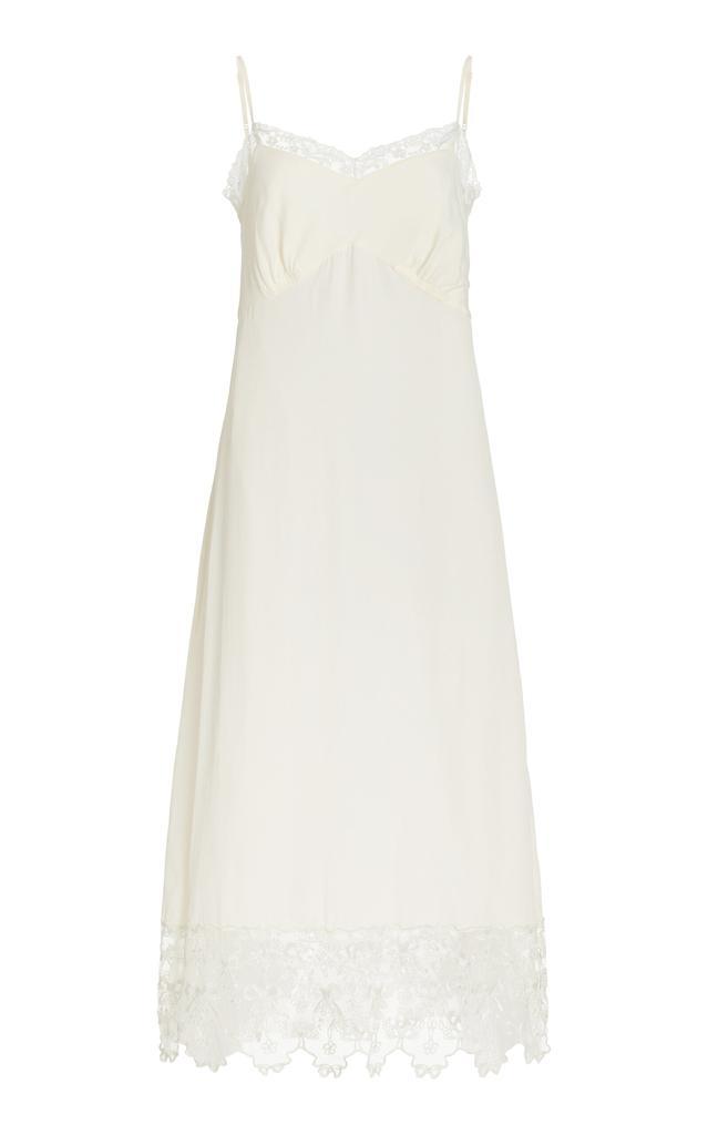 商品Simone Rocha|Simone Rocha - Women's Lace-Trimmed Crepe Midi Slip Dress - Ivory - UK 6 - Moda Operandi,价格¥3630,第1张图片