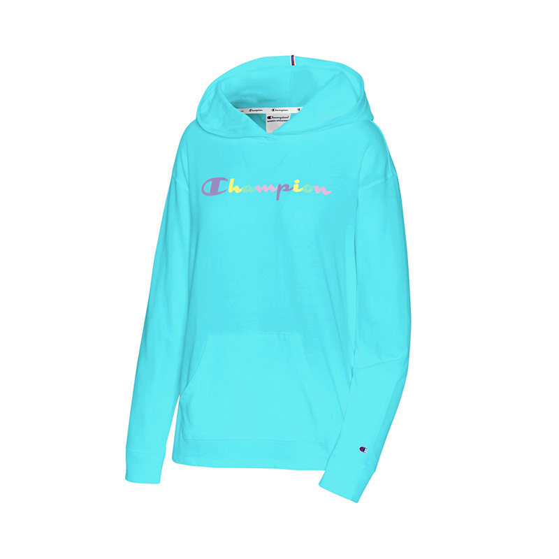 商品CHAMPION|Champion 女士天蓝色字母印花图案连帽卫衣 W4909-550759-QQC,价格¥198,第1张图片