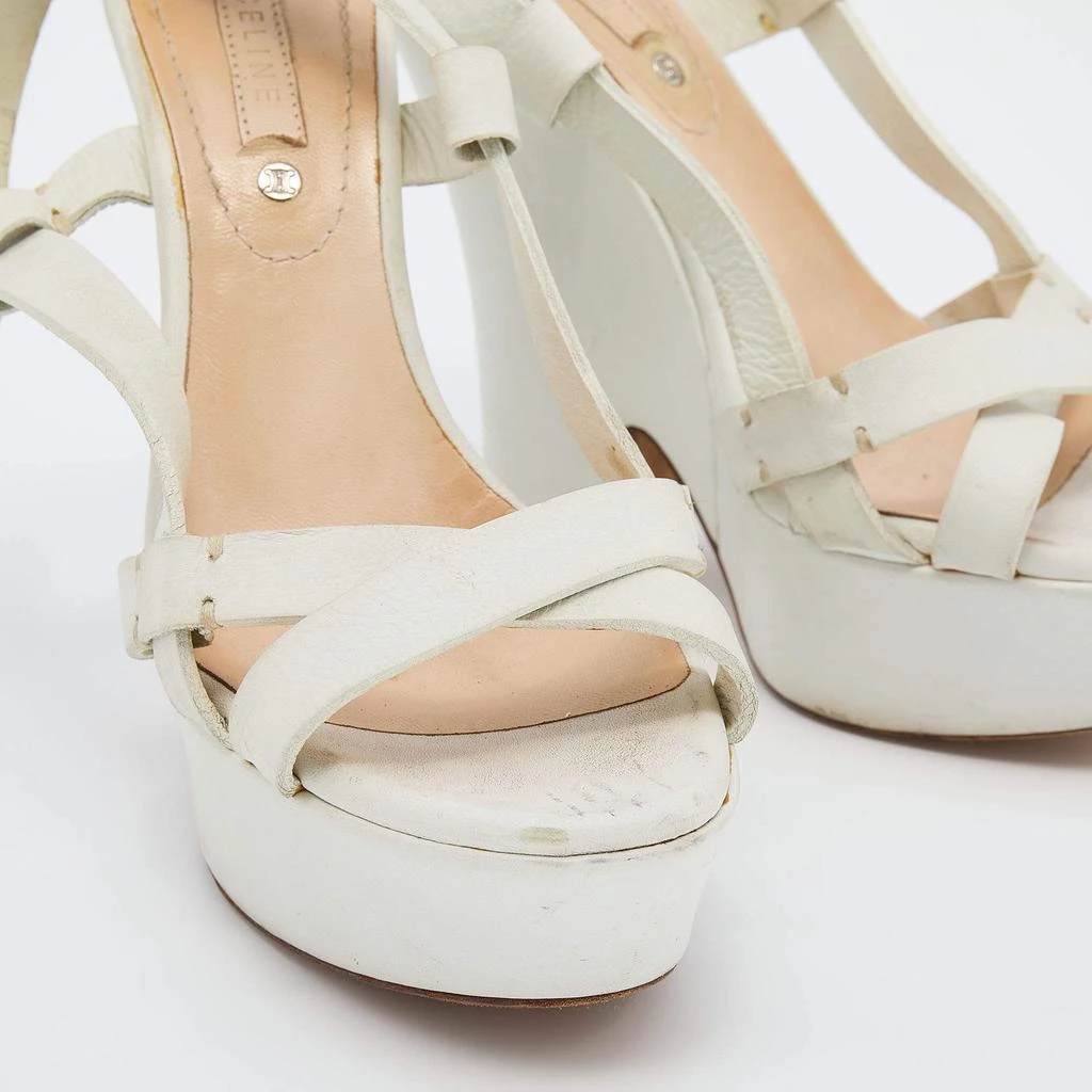 Celine White Leather Strappy Platform Sandals Size 37 商品