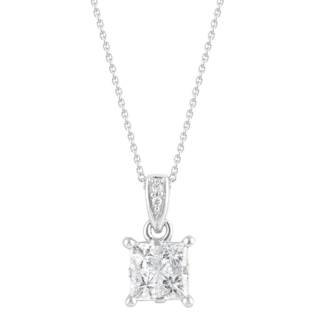 商品Macy's|Diamond Princess-Cut 18" Pendant Necklace (1/2 ct. t.w.) in 14k White Gold,价格¥15785,第3张图片详细描述