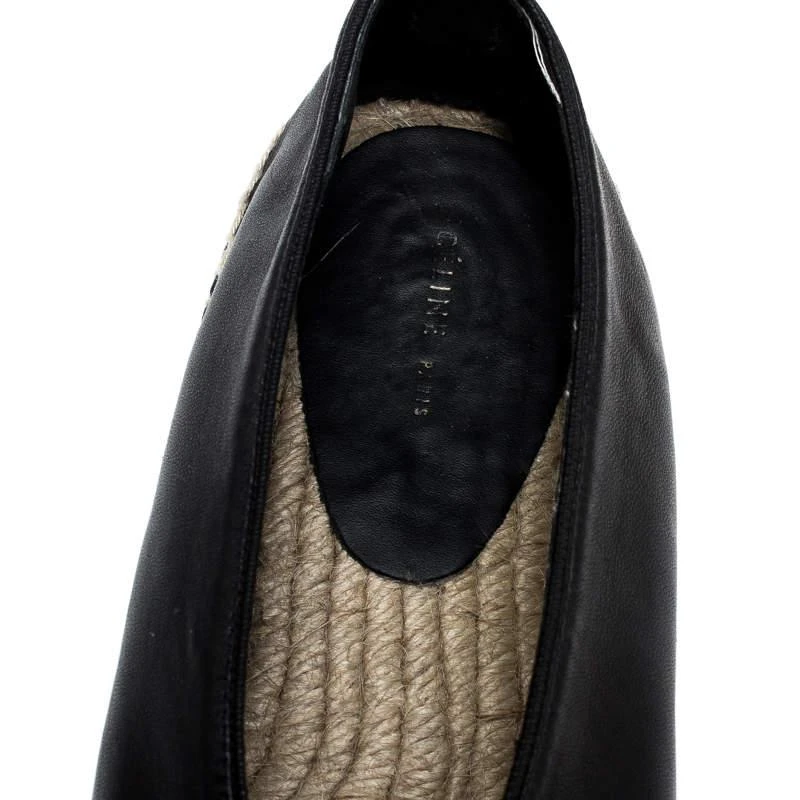 Celine Black Leather Pointed Toe Ankle Wrap Espadrilles Flats Size 37 商品