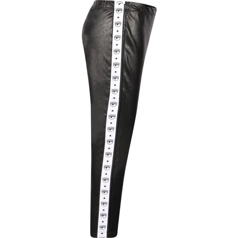 商品Chiara Ferragni|Eyelike logo tape leather imitation leggings in black,价格¥950,第2张图片详细描述