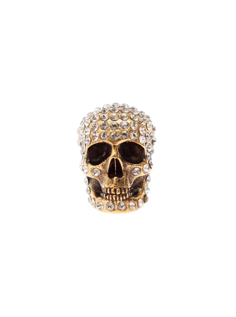 商品Alexander McQueen|Alexander Mcqueen Womans Pave Skull Brass Earring With Crystals,价格¥2338,第1张图片