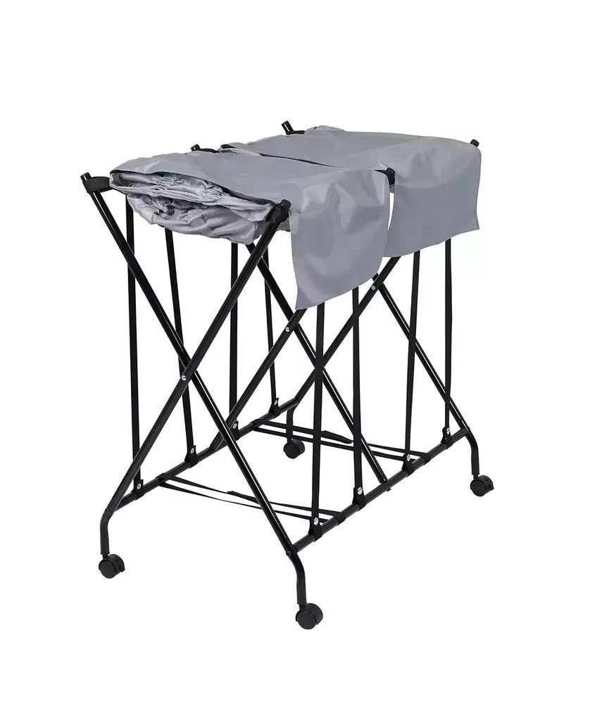 商品Honey Can Do|Double Bounce Back Hamper Foldable Bag Laundry Sorter on Wheels with Lid, Set of 2,价格¥1273,第2张图片详细描述