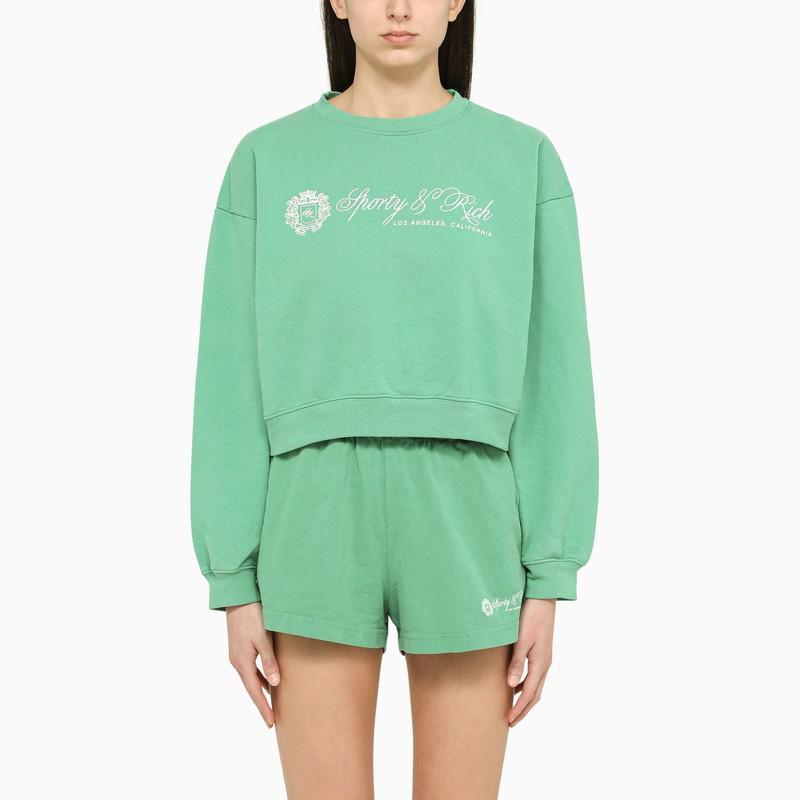 商品Sporty & Rich|Sporty & Rich Green cropped sweatshirt with logo,价格¥1195,第1张图片