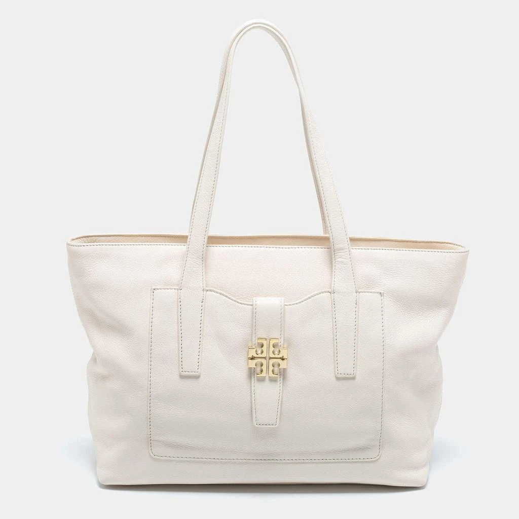 商品[二手商品] Tory Burch|Tory Burch Ivory Pebbled Leather Meyer Tote,价格¥2981,第1张图片