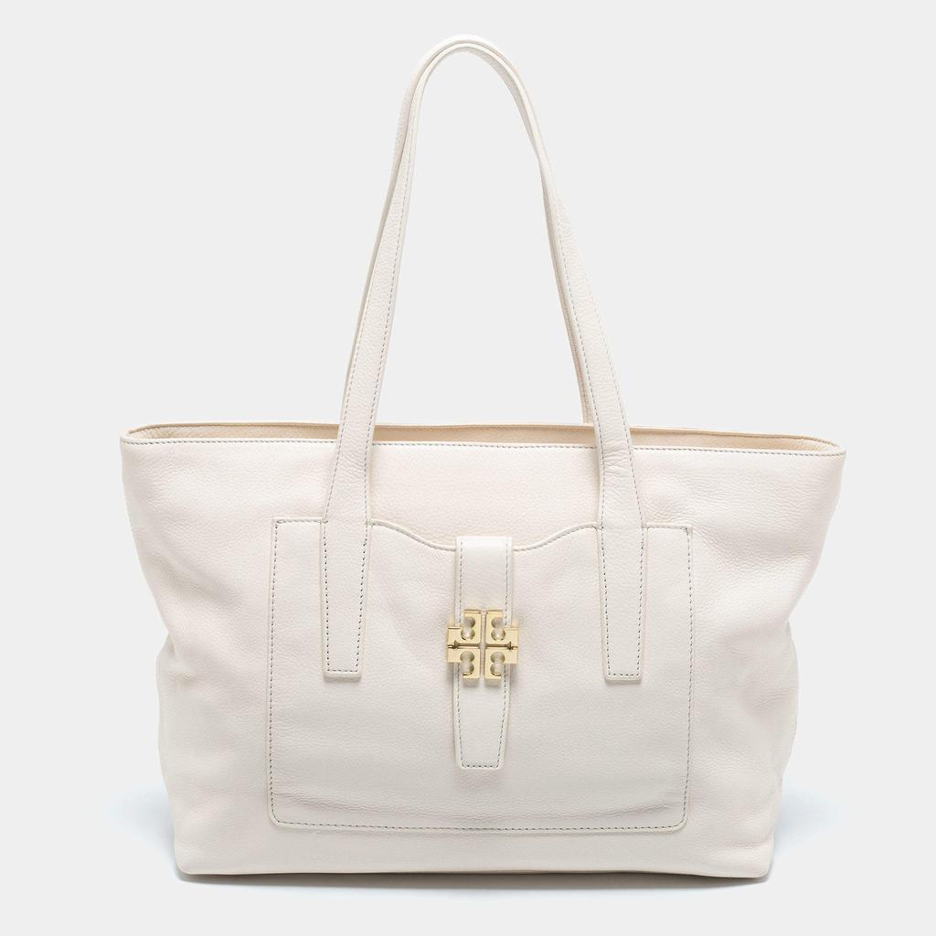 商品[二手商品] Tory Burch|Tory Burch Ivory Pebbled Leather Meyer Tote,价格¥2793,第1张图片