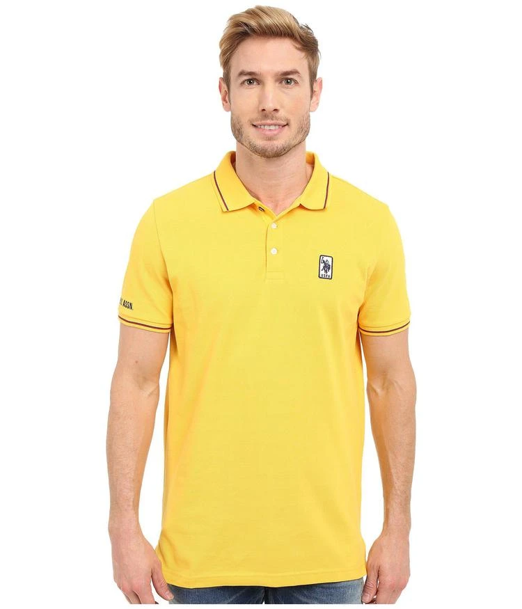 商品U.S. POLO ASSN.|Solid Pique Polo Shirt w/ Color Tipped Collar & Cuffs,价格¥211,第1张图片