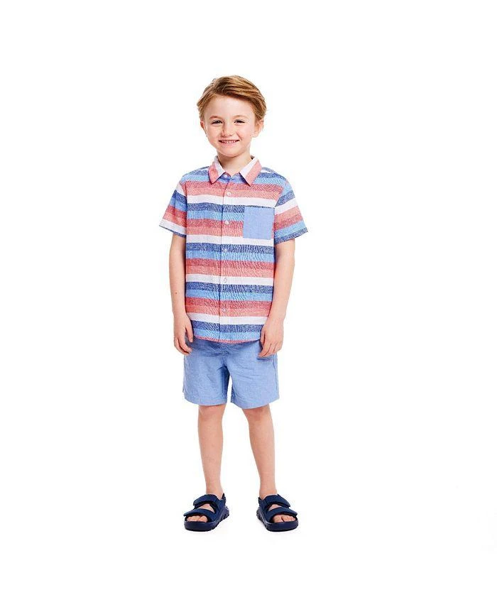 商品Andy & Evan|Boys' Red Chambray Striped Short Sleeve Buttondown Shirt & Short Set - Little Kid, Big Kid,价格¥451,第2张图片详细描述