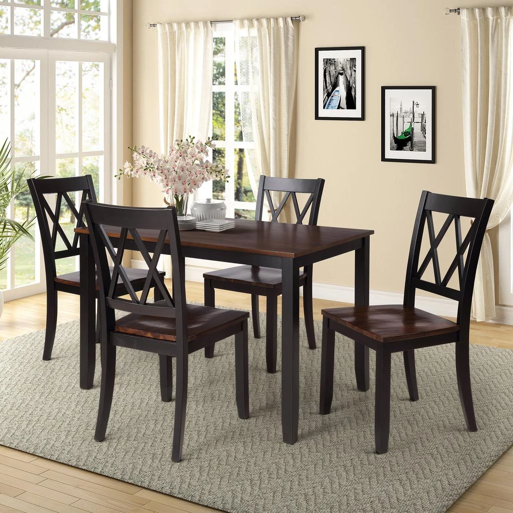 商品Streamdale Furniture|Streamdale 5-Piece Dining Table Set Home Kitchen Table And Chairs Wood Dining,价格¥6423,第2张图片详细描述