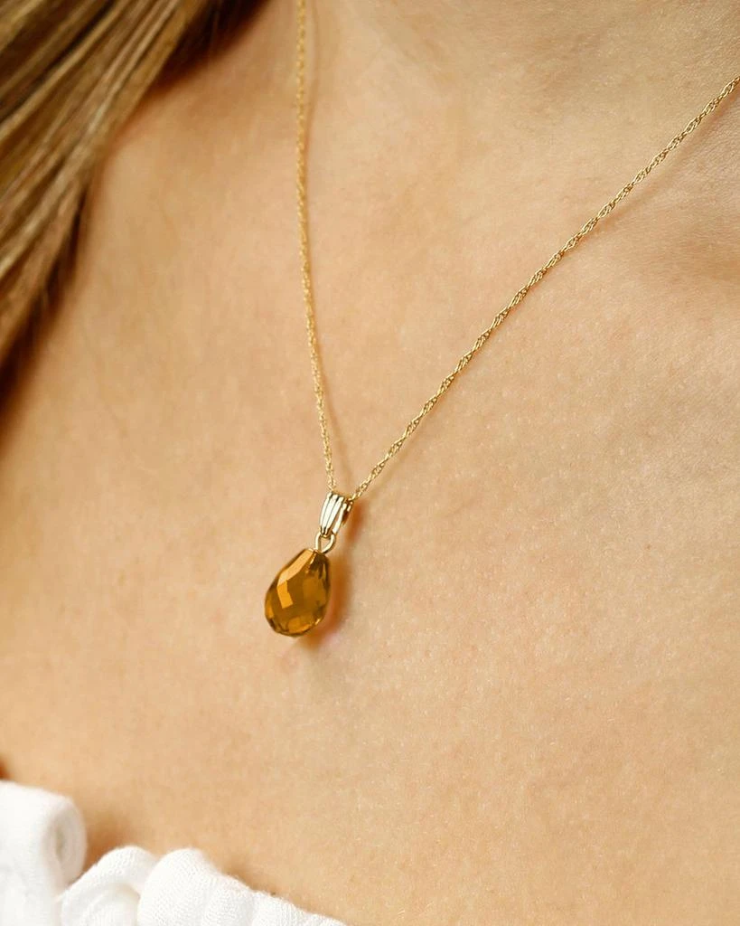 Citrine Briolette Pendant Necklace in 14K Yellow Gold, 18" 商品
