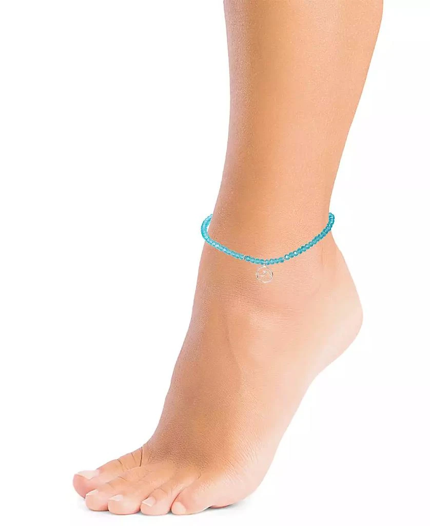 商品Giani Bernini|Blue Crystal Bead Wave Charm Ankle Bracelet in Sterling Silver, Created for Macy's,价格¥144,第4张图片详细描述
