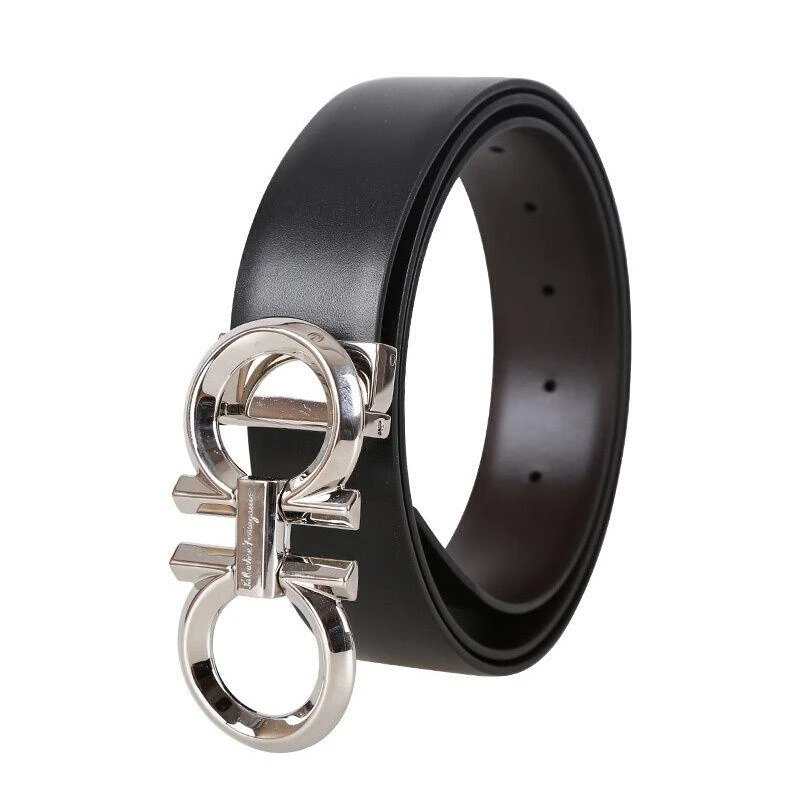 商品Salvatore Ferragamo|香港直邮Salvatore Ferragamo 菲拉格慕 男士黑色牛皮腰带 67 993,价格¥6021,第3张图片详细描述