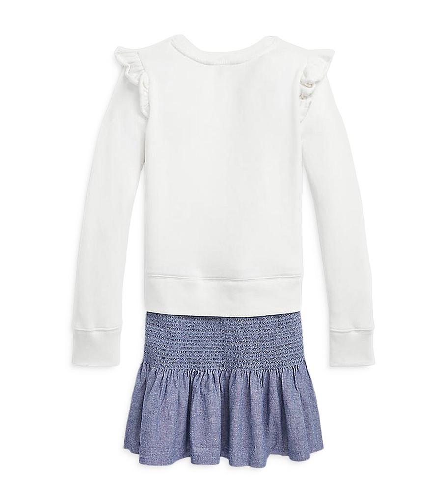 Girls' Chambray & Fleece Sweatshirt Dress - Little Kid, Big Kid商品第2张图片规格展示