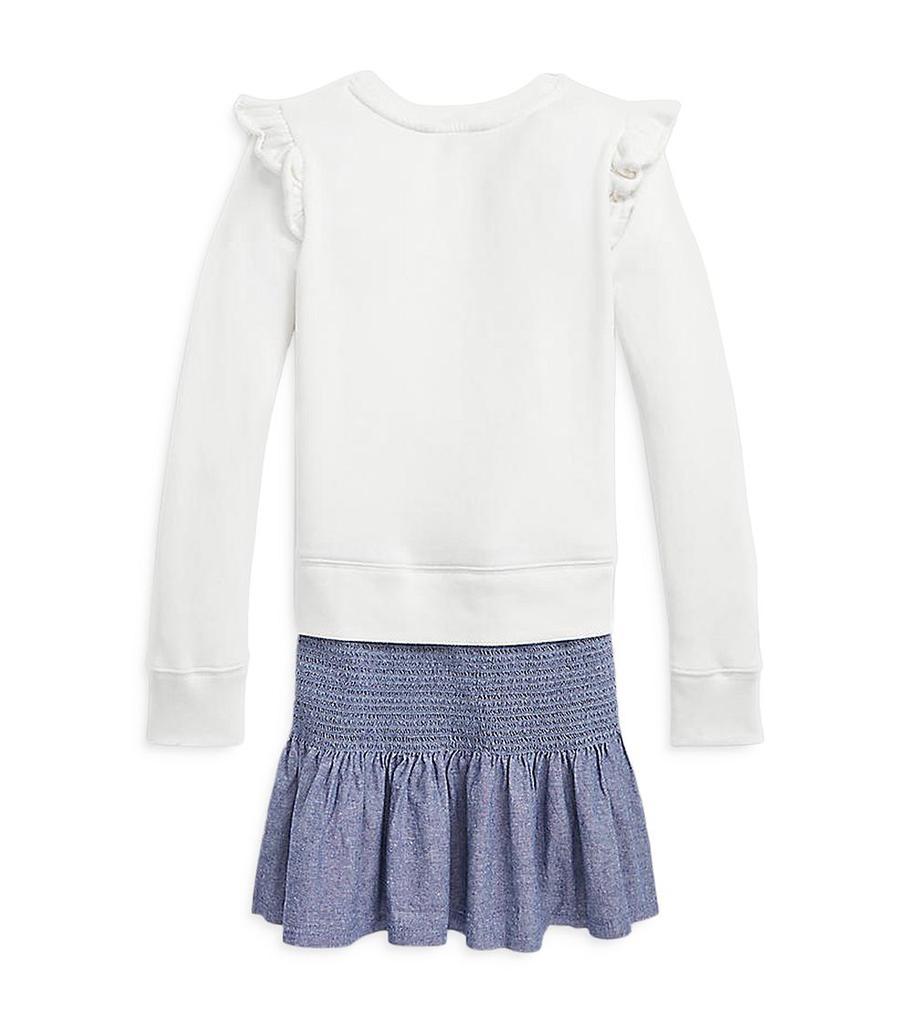 商品Ralph Lauren|Girls' Chambray & Fleece Sweatshirt Dress - Little Kid, Big Kid,价格¥342,第4张图片详细描述