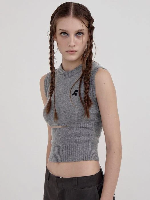 商品rest_recreation|Rr Cut Out Knit Vest - Grey,价格¥1230,第3张图片详细描述