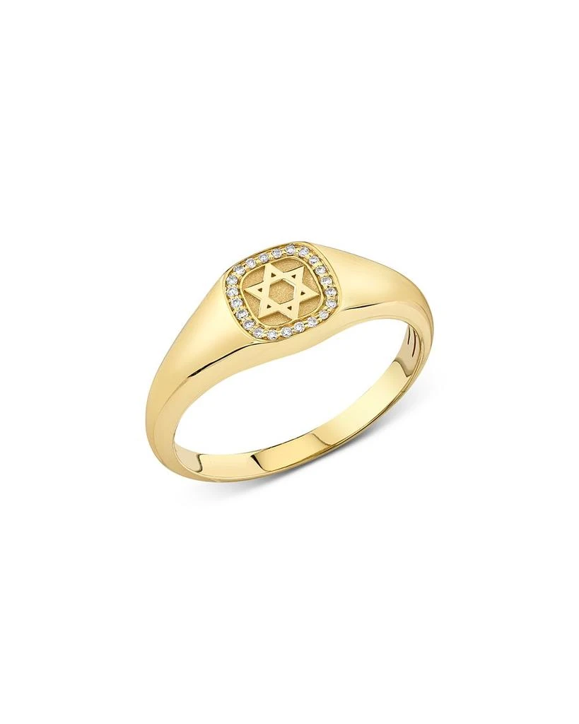 商品Sydney Evan|14K Yellow Gold Diamond Star Of David Signet Ring,价格¥13727,第1张图片