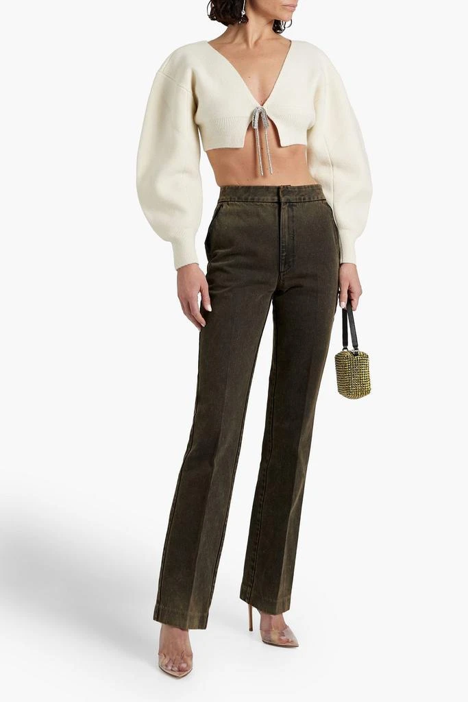 商品Alexander Wang|Cropped crystal-embellished wool-blend cardigan,价格¥2091,第2张图片详细描述