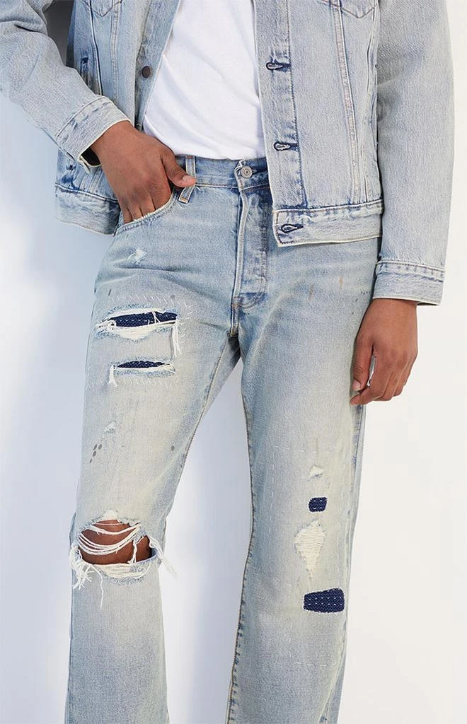 商品Levi's|Light Blue Ripped 501 Original Fit Selvedge Jeans,价格¥812,第2张图片详细描述