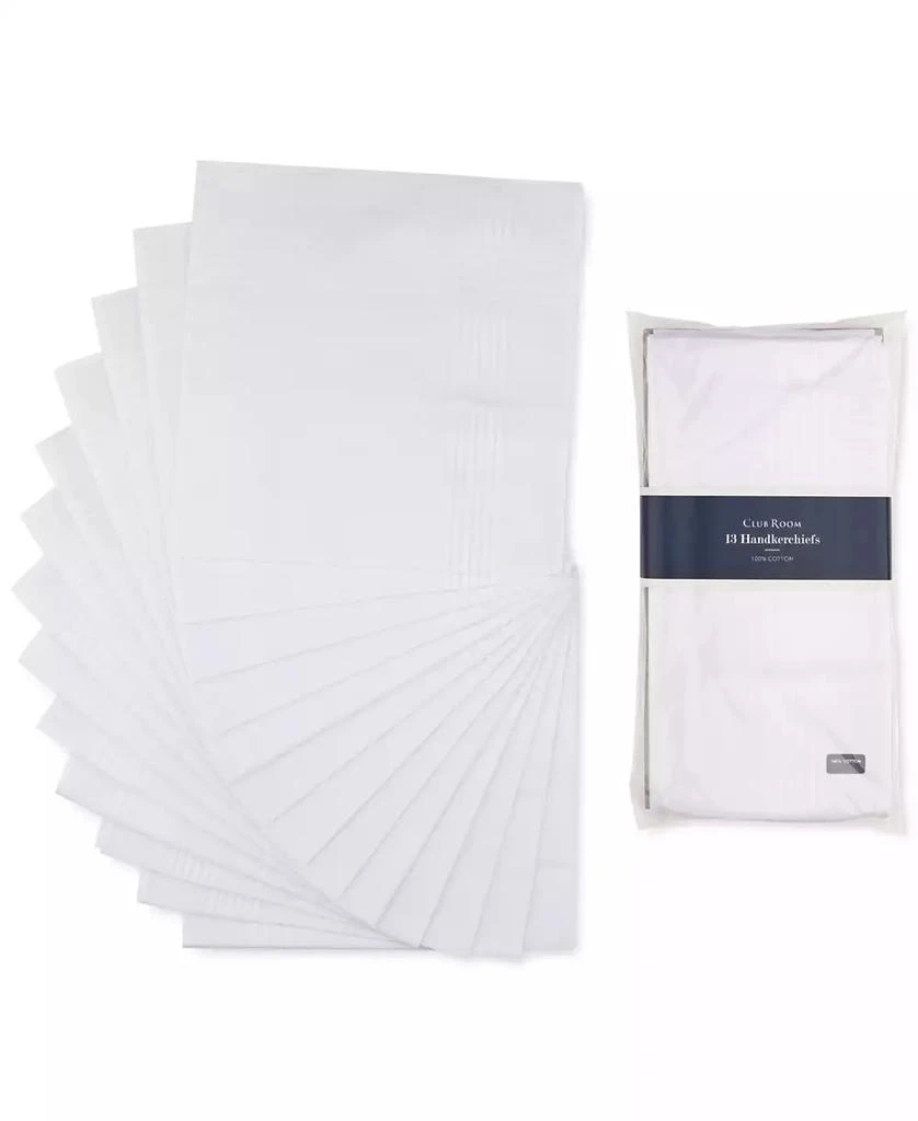 商品Club Room|Men’s 13-Pc. White Border-Stripe Handkerchief Set, Created for Macy's,价格¥94,第2张图片详细描述