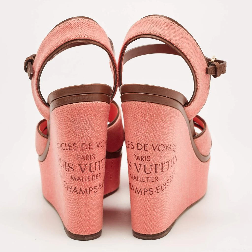 商品[二手商品] Louis Vuitton|Louis Vuitton Pink Canvas and Leather Articles De Voyage  Wedge Sandals Size 40,价格¥4088,第5张图片详细描述