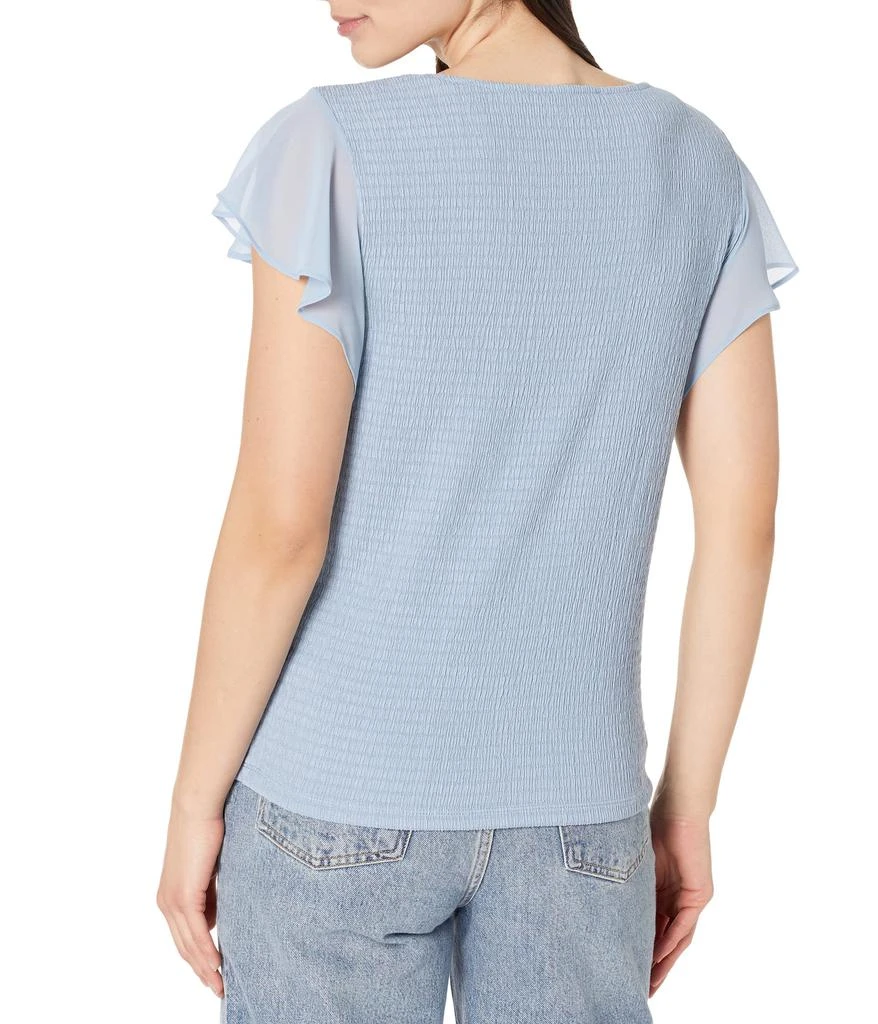 商品Calvin Klein|Smocked Knit with Chiffon Sleeve,价格¥443,第2张图片详细描述
