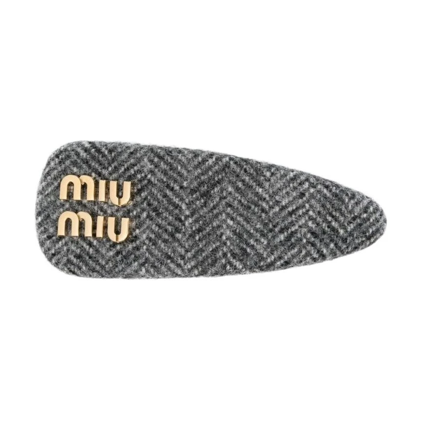 商品[国内直发] Miu Miu|缪缪 品牌Logo 小牛皮 发夹 女款 黑色,价格¥2982,第1张图片